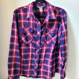 Duluth Crosscut Wicking Flannel Shirt, Size L, Red and Blue Plaid